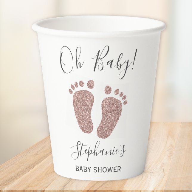 Vasos De Papel Chica Purpurina rosa Baby Shower (Subido por el creador)