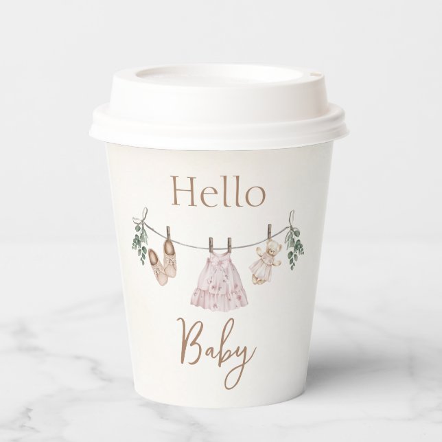 Vasos De Papel Chica rosa Boho Ropa de bebé (Anverso)