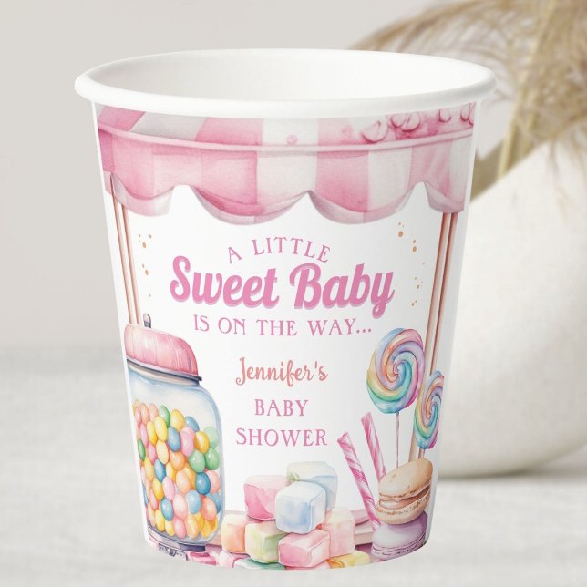 Vasos De Papel Chica rosa de Baby Shower de Candyland (Subido por el creador)