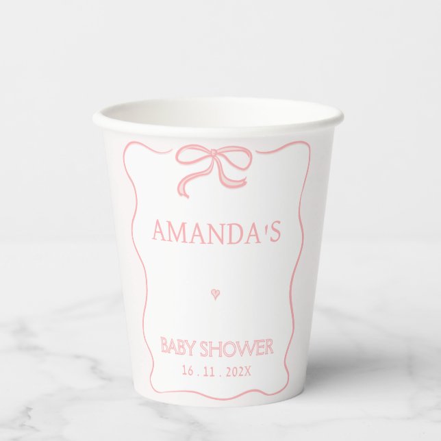 Vasos De Papel Chica rosa moderno dobla Baby Shower (Anverso)