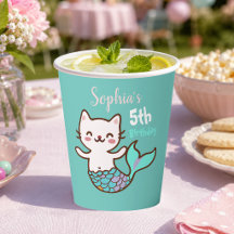 Chica Sirena Gato Cumpleaños Linda Purrmaid Meowma