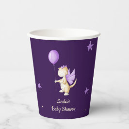 Vasos De Papel Chica temático Cute Purple Dragon Baby Shower