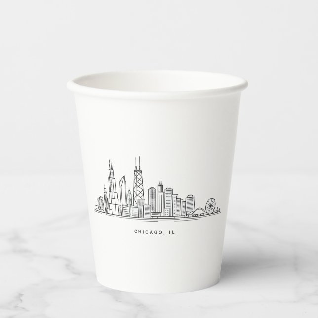 Vasos De Papel Chicago IL Cityscape Illustration (Anverso)