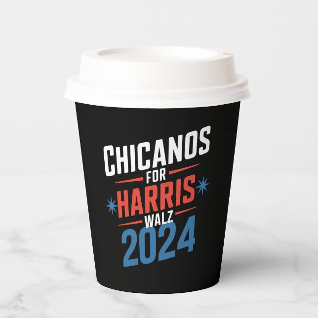 Vasos De Papel Chicanos por Harris Walz 2024 (Anverso)