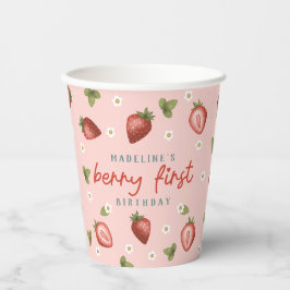 Vasos De Papel Chicas acarician Berry rosa primer cumpleaños