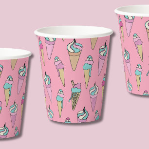 Vasos De Papel Chicas Cumpleaños Cono de Helado