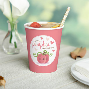 Vasos De Papel Chicas de calabazas pequeñas ricas en Baby Shower