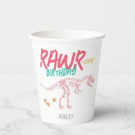 Vasos De Papel Chicas de dinosaurios rosados cavan niños adorable