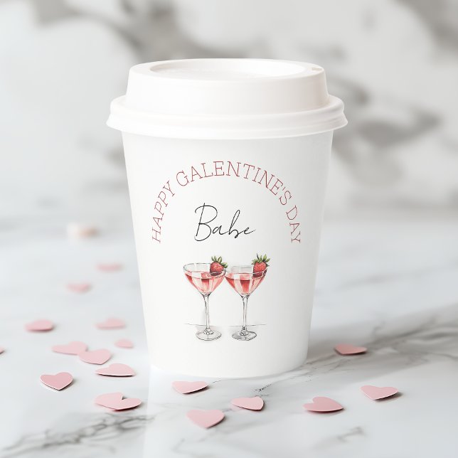 Vasos De Papel Chicas del Día de las Galentinas Felices Rojas Noc (Red Happy Galentines Day GIrls Night Out Girly Paper Cups)