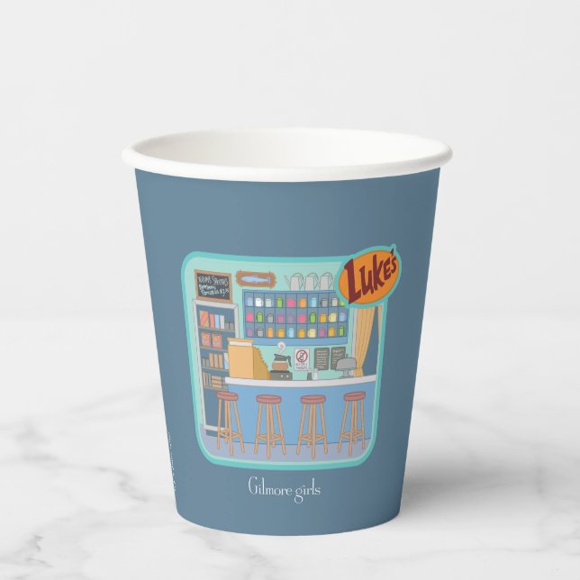 Vasos De Papel Chicas Gilmore | Gráfico de Luke's Diner (Anverso)