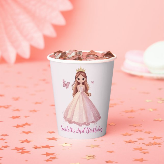 Vasos De Papel Chicas Princess Birthday Party Personalizado (in situ)