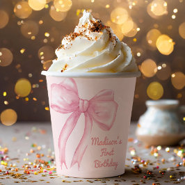 Vasos De Papel Chicas Sólo Wanne Be One Pink Bow Coquette Cumplea