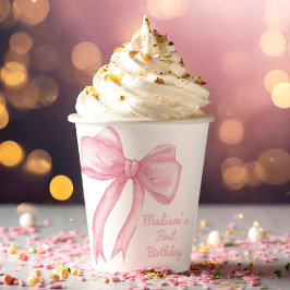 Vasos De Papel Chicas Sólo Wanne Be One Pink Bow Coquette Cumplea