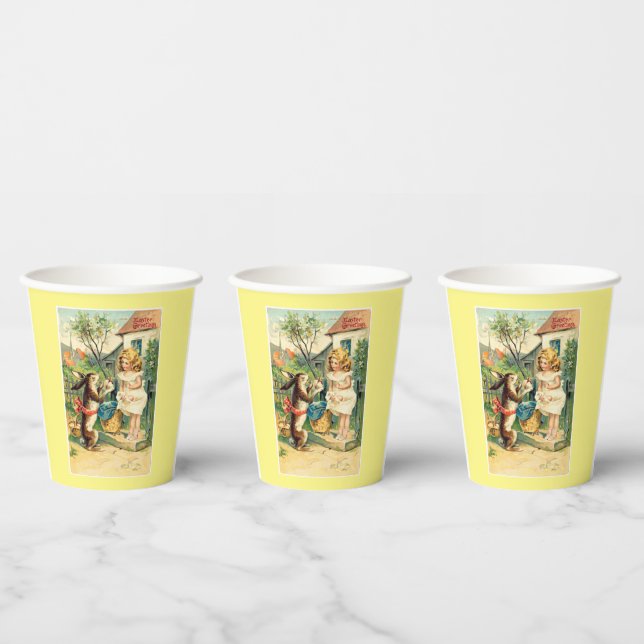 Vasos De Papel Chicas Vintage Easter Bunny (Multi)