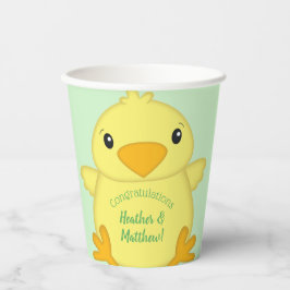 Vasos De Papel Chick Baby Shower Green