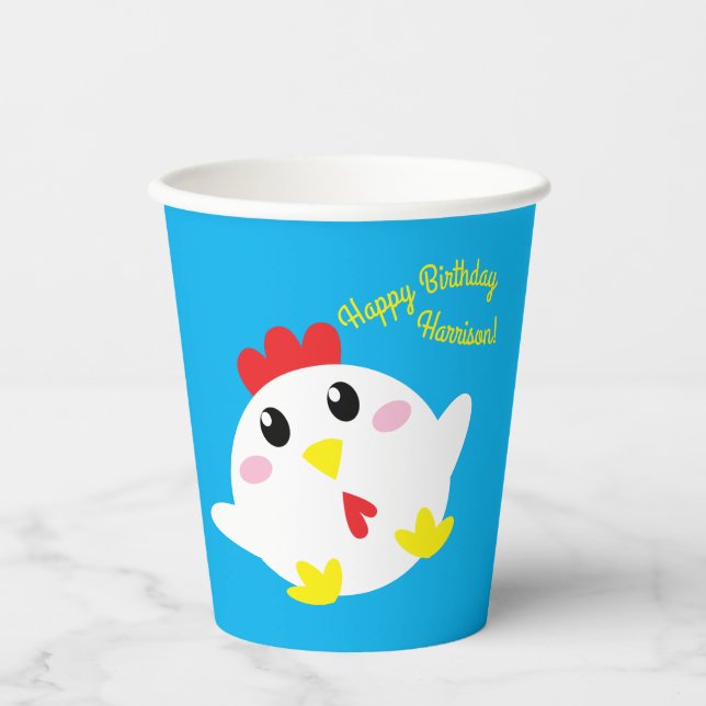 Vasos De Papel Chicken Farm Birthday Party Kids (Anverso)