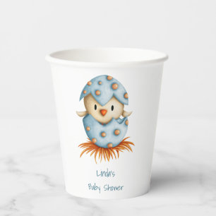 Vasos De Papel Chico Azul Minimalista Pájaro Rompiendo el Cascaró