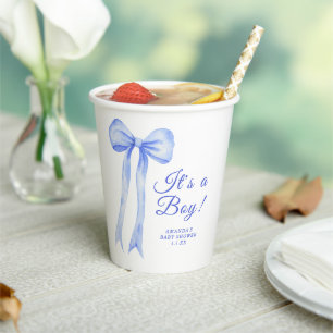 Vasos De Papel Chico bebé arco azul Baby shower