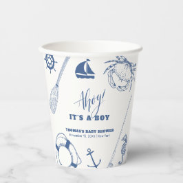 Vasos De Papel Chico de pesca náutica minimalista Baby Shower