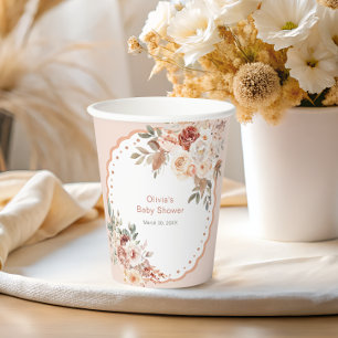 Vasos De Papel Chico Elegante Fiesta Floral para el Bebé