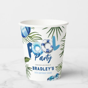 Vasos De Papel Chico Genial Fiesta en la Piscina Cumpleaños 