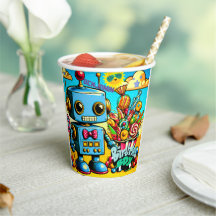 Chico robot retro cumpleaños personalizable