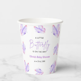 Vasos De Papel Chico Shower de Mariposa Un Poco Rosa Púrpura 