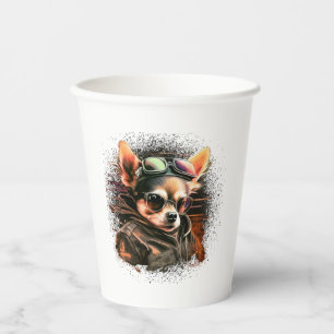 Vasos De Papel Chihuahua Biker Motociclista Riando Perro Papá