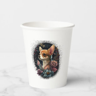 Vasos De Papel Chihuahua Cute Dog, hermosa Chica de flores