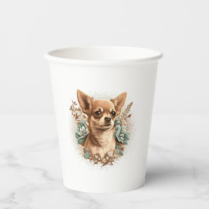 Vasos De Papel Chihuahua Cute Dog, hermosa Chica de flores