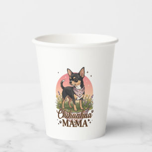 Vasos De Papel Chihuahua Mama Perro Bandana Floral Rosa_1