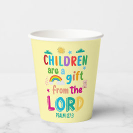 Vasos De Papel “Children Are a Gift from the Lord” (Cream) Party