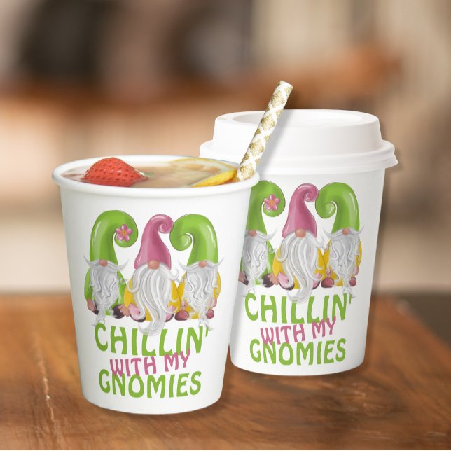 Vasos De Papel Chillin Con Mis Gnomies Gnome Humor (Subido por el creador)