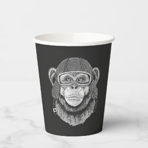 Vasos De Papel Chimpanzee Motorcycle Rider