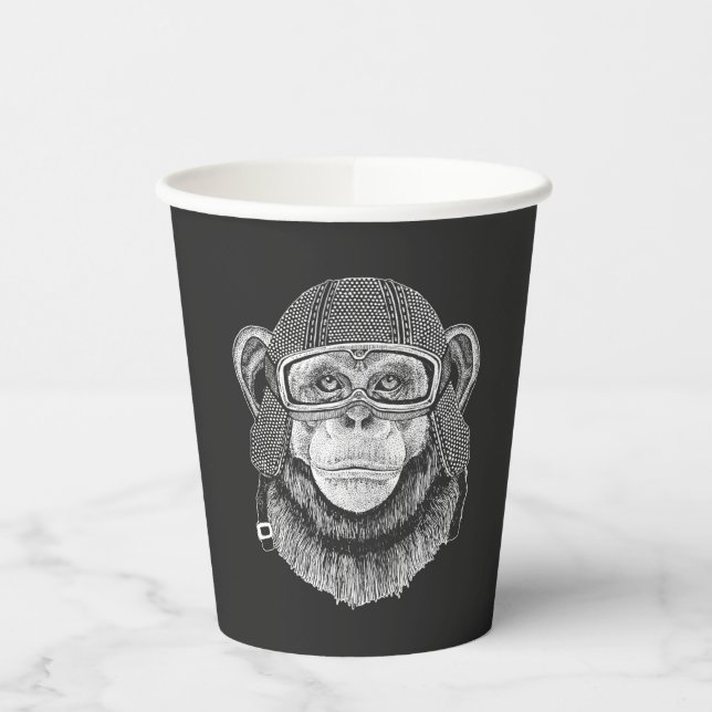 Vasos De Papel Chimpanzee Motorcycle Rider (Izquierda)
