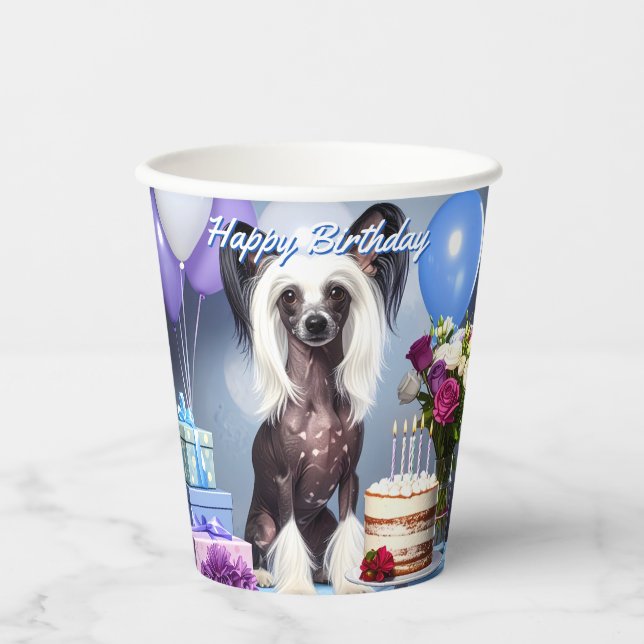 Vasos De Papel Chinese Crested Birthday (Anverso)