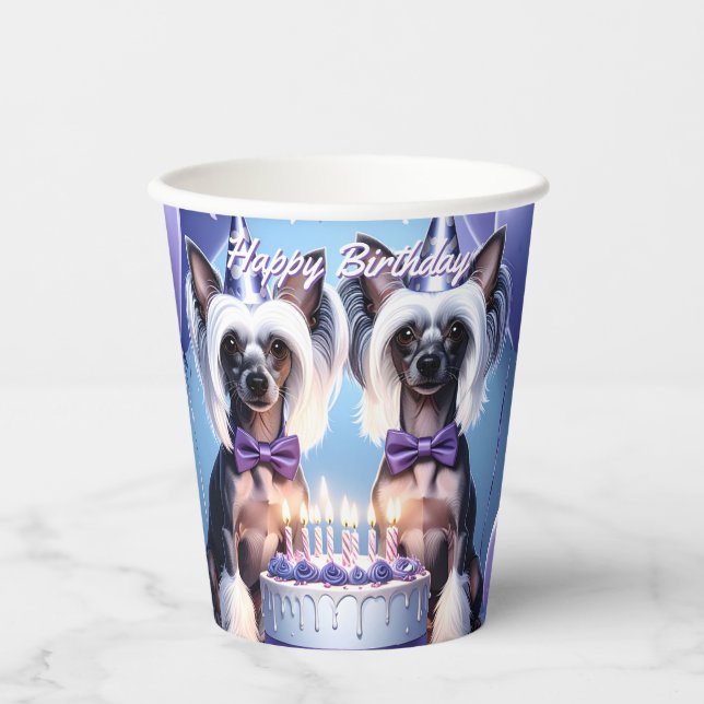 Vasos De Papel Chinese Crested Birthday (Anverso)