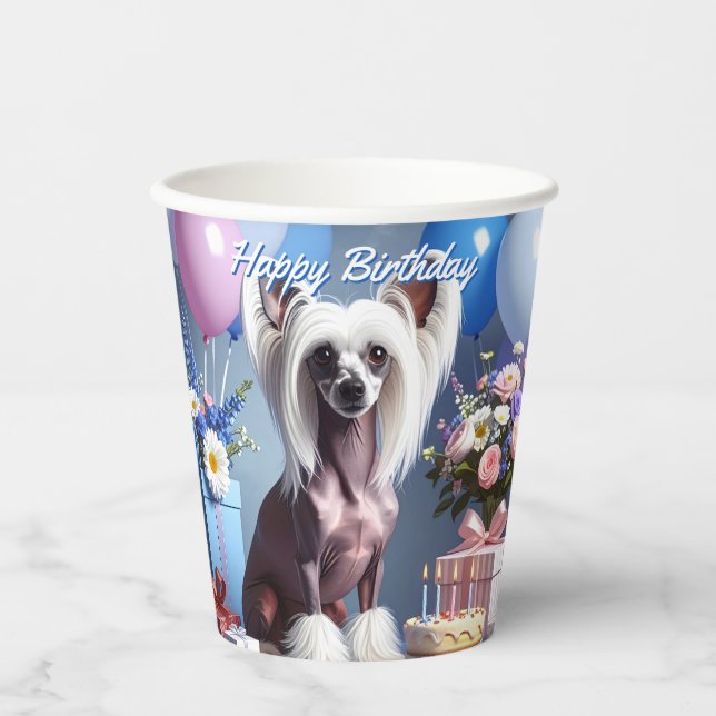 Vasos De Papel Chinese Crested Birthday (Anverso)