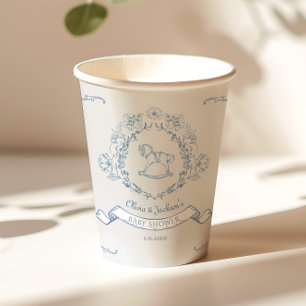 Vasos De Papel Chinoiserie floral de época Toile Baby Ducha
