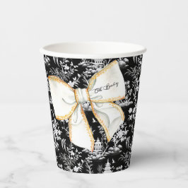 Vasos De Papel Chinoiserie negra con Baby Shower Bow personalizad