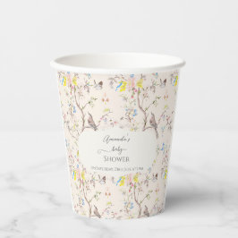 Vasos De Papel Chinoiserie rosa Floral Baby Shower