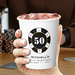 Vasos De Papel Chip de póquer 50.ª fiesta de cumpleaños