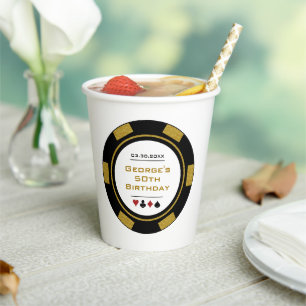 Vasos De Papel Chip de póquer en Casino Las Vegas en Black Gold B