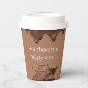 Vasos De Papel Chocolate caliente personalizado bebida feliz marr