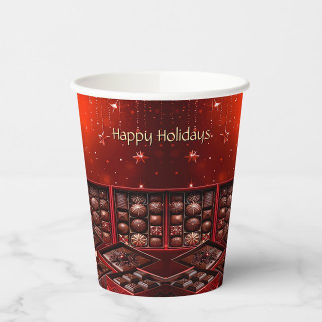 Vasos De Papel Chocolate Candy Holiday Paper Cups (Izquierda)