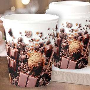 Vasos De Papel Chocolate chocoholico caliente cacao blanco marrón