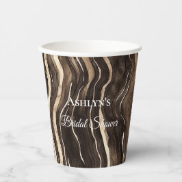 Vasos De Papel Chocolate Gold Swirls Floral Bridal Shower