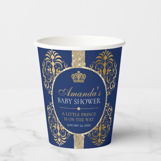 Vasos De Papel Chocolate Real Príncipe Baby Shower (Anverso)