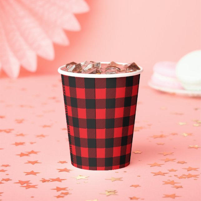 Vasos De Papel ¡Chop Chop! Rustic Lumberjack Flannel Baby Shower (in situ)