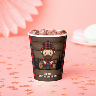 Vasos De Papel ¡Chop Chop! Rustic Lumberjack Flannel Baby Shower
